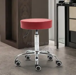 Home Kitchen Stool; Home Adjustable Rolling Stool With Leather Seat