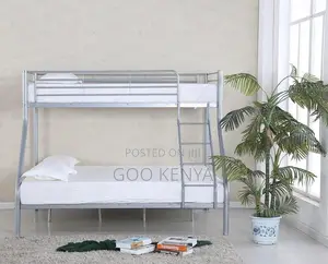 Home Bed; Space-Efficient Metal Bunk Bed With Staircase and Rails