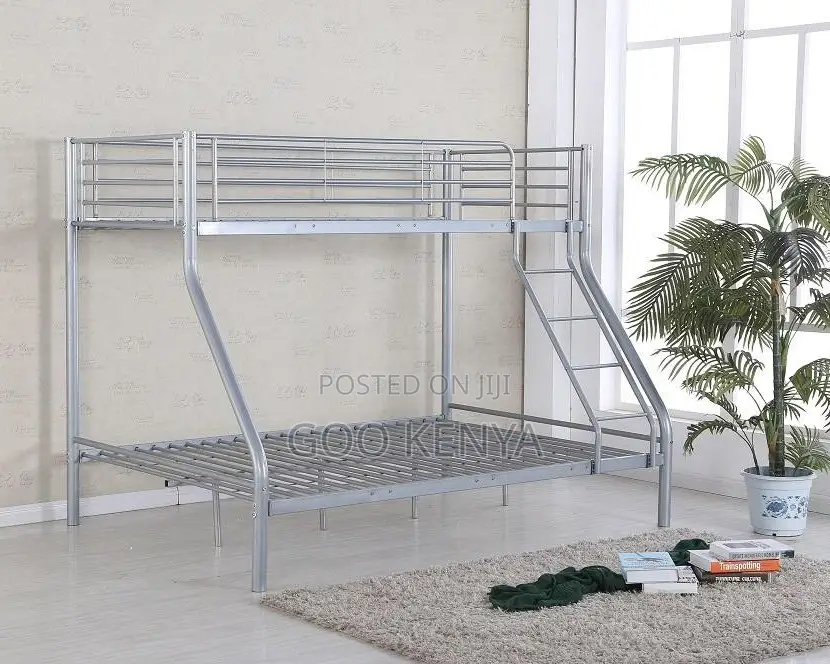 Home Bed; Space-Efficient Metal Bunk Bed With Staircase and Rails