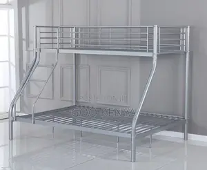 Home Bed; Space-Efficient Metal Bunk Bed With Staircase and Rails
