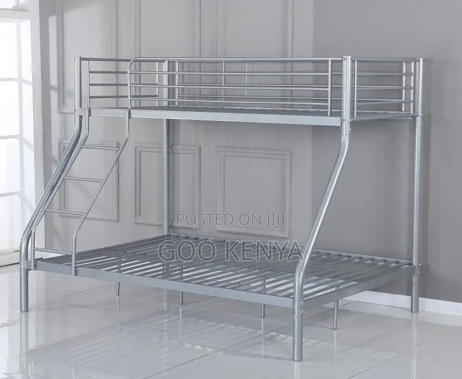 Home Bed; Space-Efficient Metal Bunk Bed With Staircase and Rails