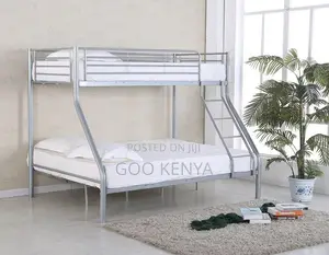Home Bed; Space-Efficient Metal Bunk Bed With Staircase and Rails