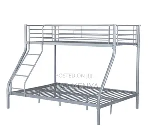 Home Bed; Space-Efficient Metal Bunk Bed With Staircase and Rails