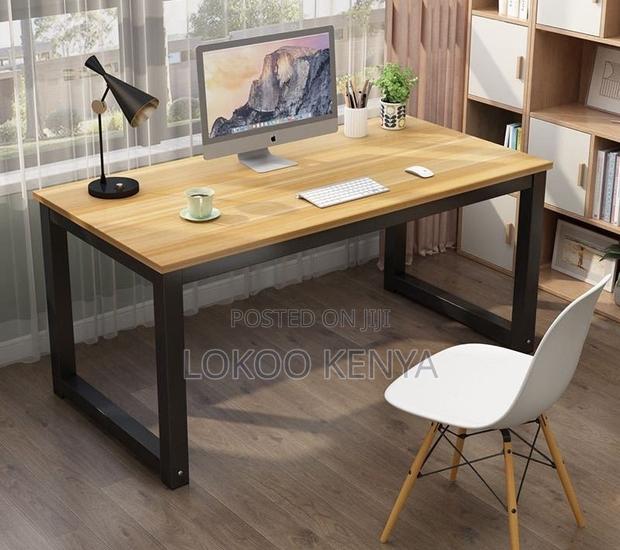 Office Desk; Rectangular Metal Framed Fixed Home Office Computer Esk