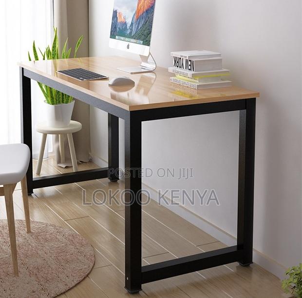 Office Desk; Rectangular Metal Framed Fixed Home Office Computer Esk - thumbnail 2