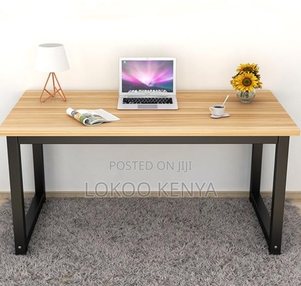 Office Desk; Rectangular Metal Framed Fixed Home Office Computer Esk - thumbnail 3