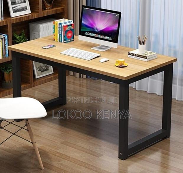 Office Desk; Rectangular Metal Framed Fixed Home Office Computer Esk - thumbnail 4