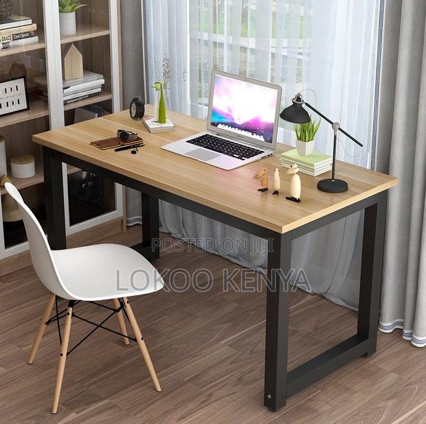 Office Desk; Rectangular Metal Framed Fixed Home Office Computer Esk - thumbnail 5
