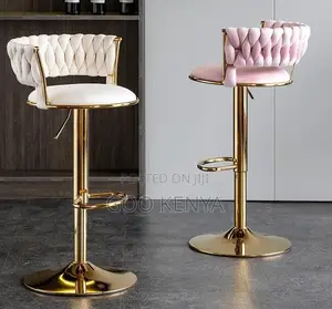 Home Bar Stool; Rotating Bar Stool With Round Base and Padded Backrest