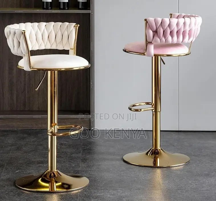 Home Bar Stool; Rotating Bar Stool With Round Base and Padded Backrest