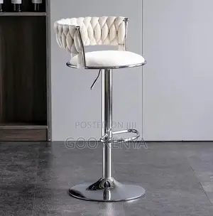 Home Bar Stool; Rotating Bar Stool With Round Base and Padded Backrest