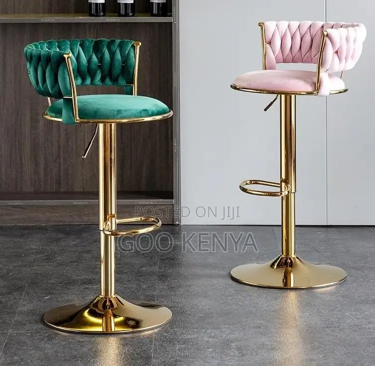 Home Bar Stool; Rotating Bar Stool With Round Base and Padded Backrest