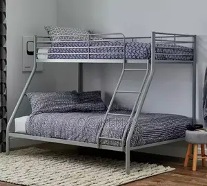 Home Bed; Twin Metal Bunk Bed With Stair Ladder