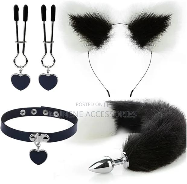 Hair Clip, Sexy Women Fox Tail Butt Plug Neck Chocker Sex Toys