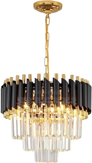 Aoochok Black and Gold Crystal Chandelier Pendant Light,