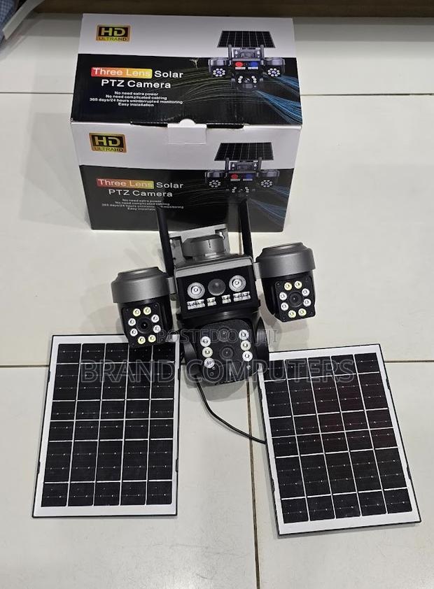 Triple Lens V380 Simcard 4g Solar Powered Camera With Dual Panels 8w