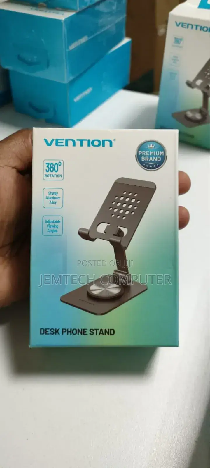 Vention 360° Rotatable Base Desk Phone Stand Aluminium Grey