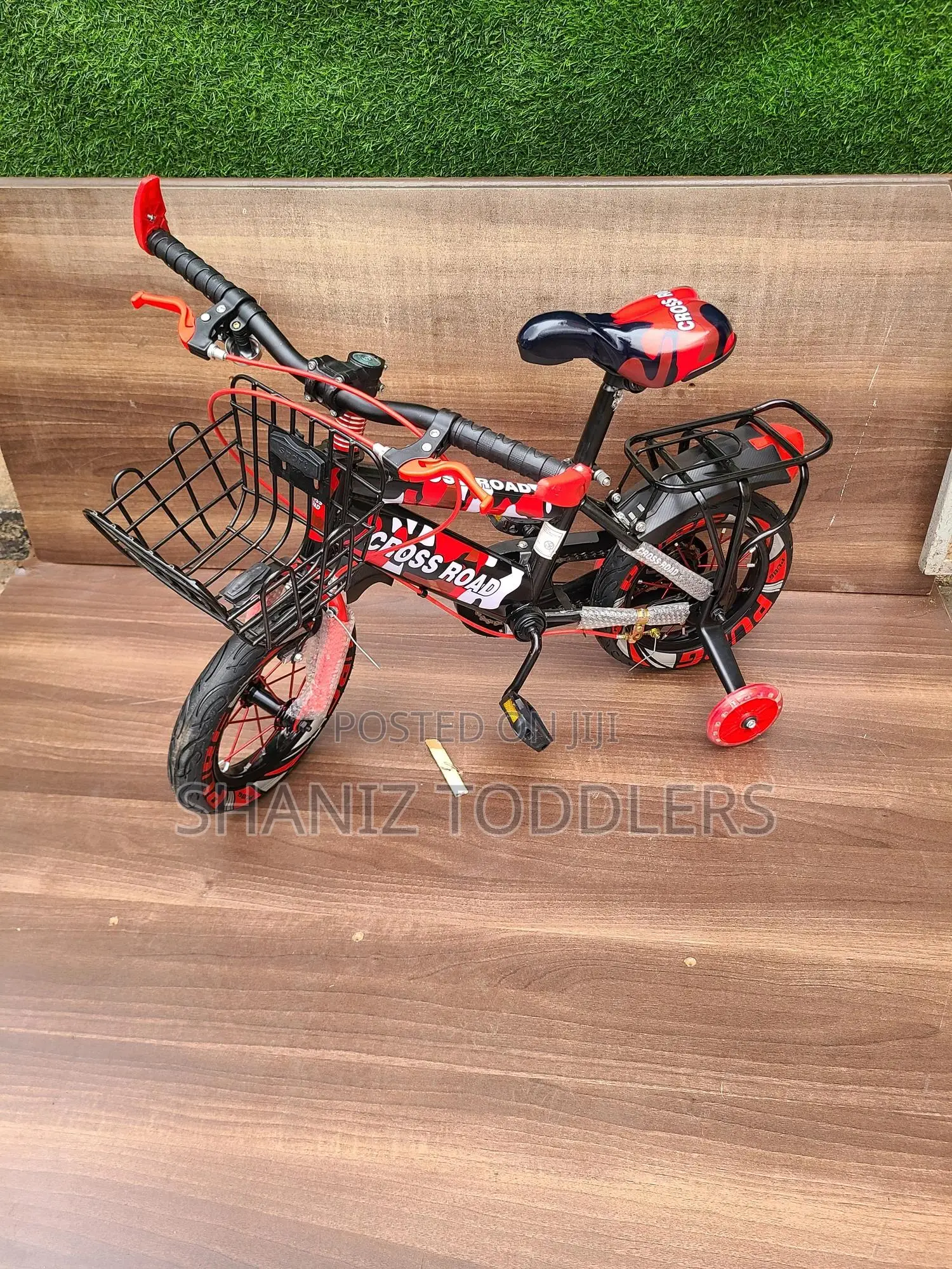 12” Boys Training Bike – With Basket Trainer Wheels