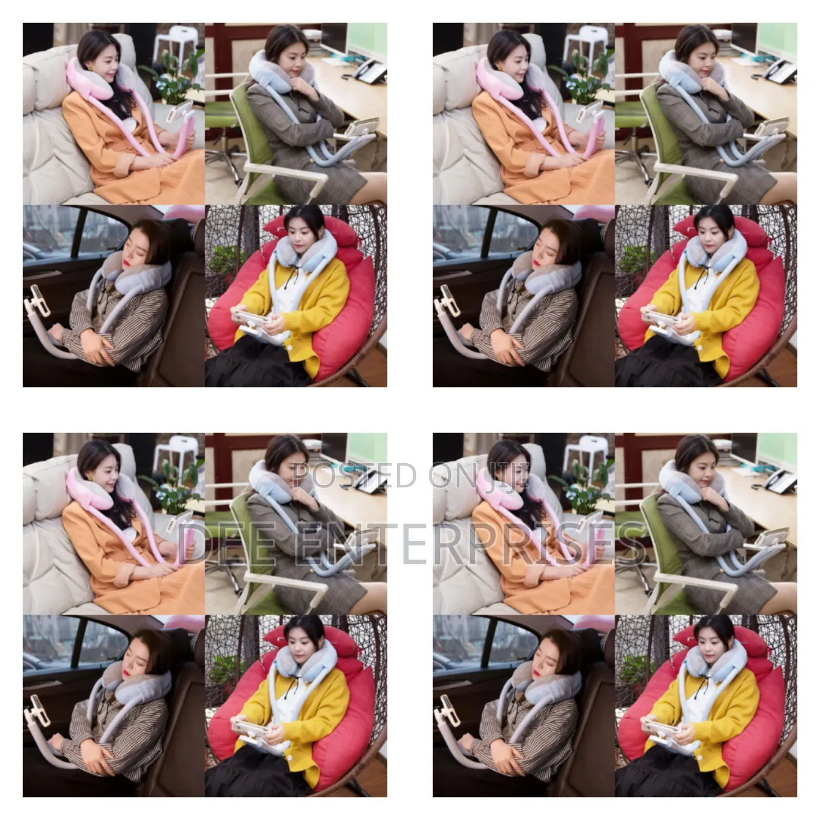 2-in-1 U-Shaped Neck Pillow With Tablet Phone Holder