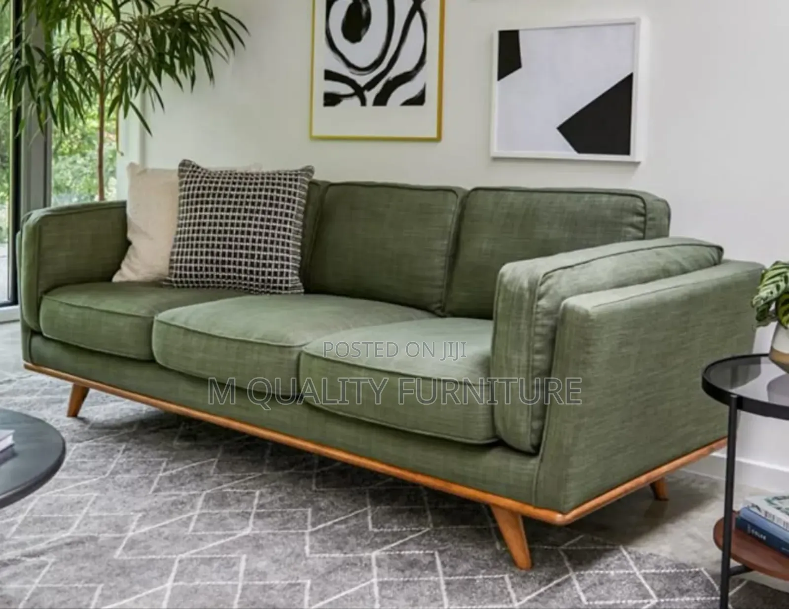 Green Spacious 3 Seater Couches