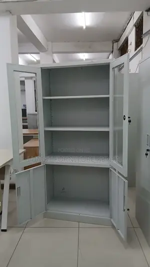 Metallic Half Glass Modern Filing Cabinet