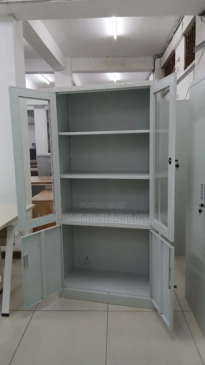 Metallic Half Glass Modern Filing Cabinet