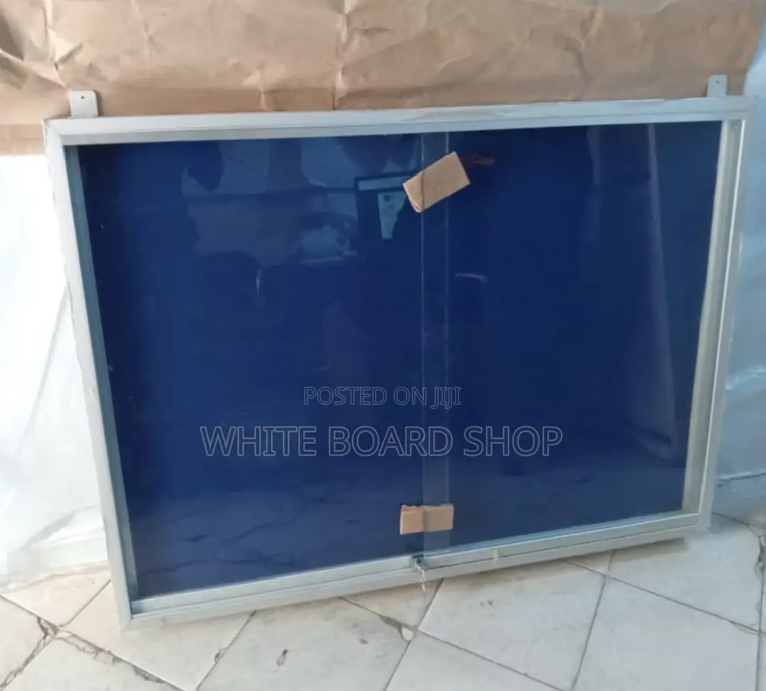 Wall Mounted Glass Sliding Notice Board 120cm X 120cm (4ft X 4ft)