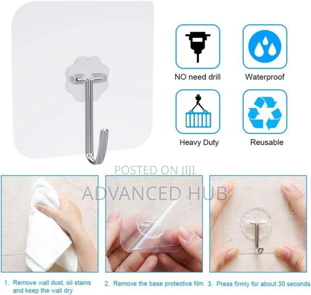 10pc Strong Multipurpose Adhesive Hooks - thumbnail 3