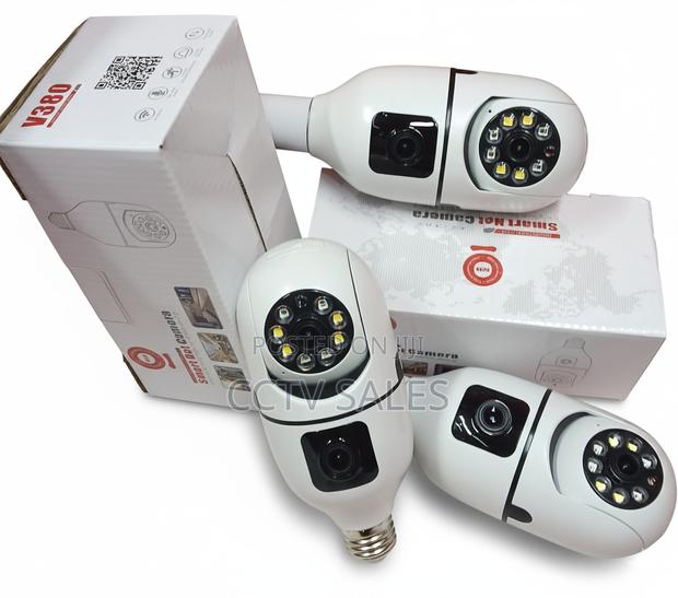 Wifi Smart Camera V380 Pro>.Dual Lens CCTV Bulb Camera