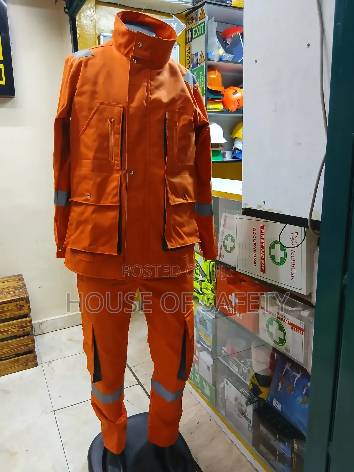 Grey Pockets Orange Body Suit for Engineers