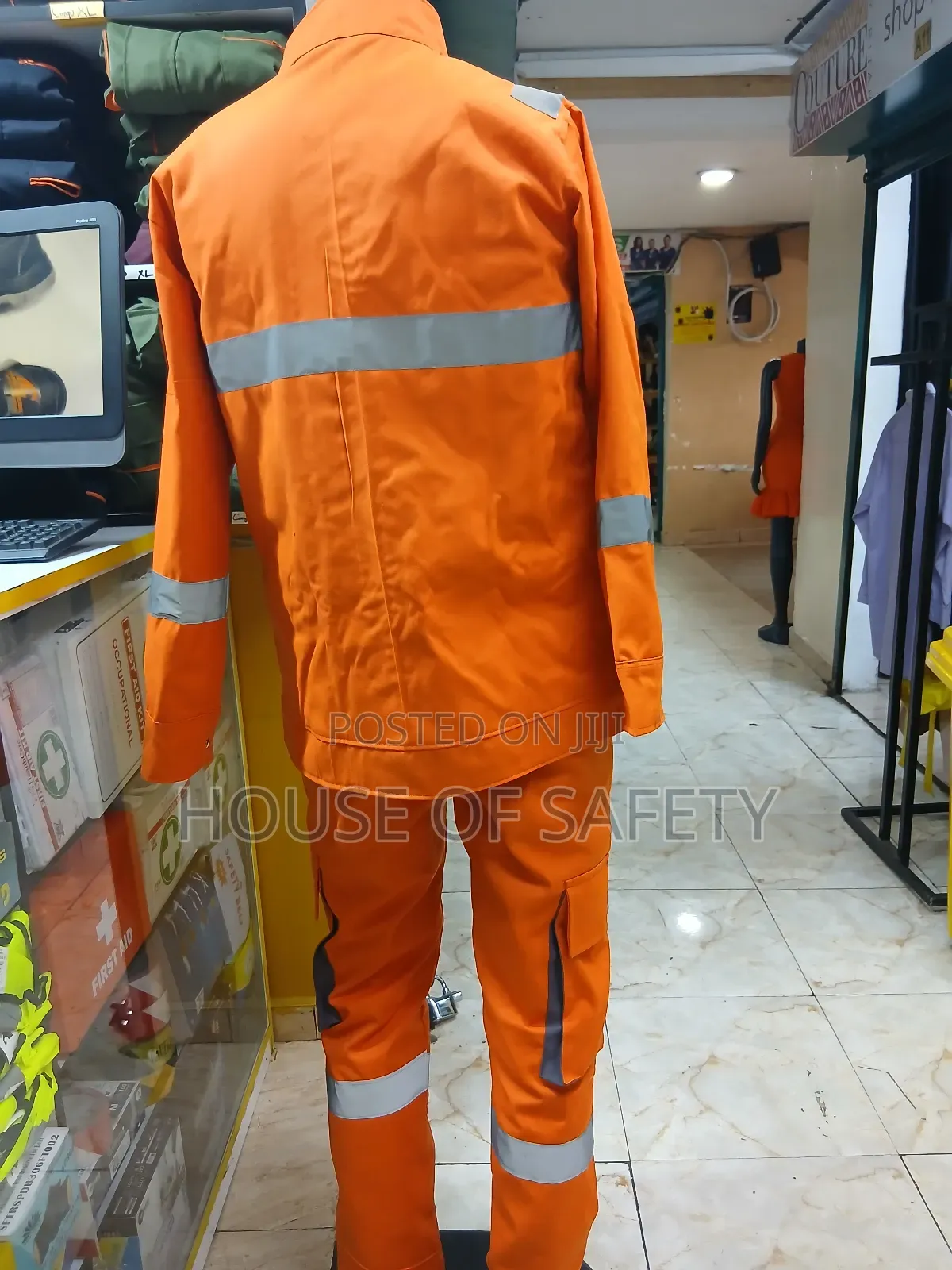 Grey Pockets Orange Body Suit for Engineers