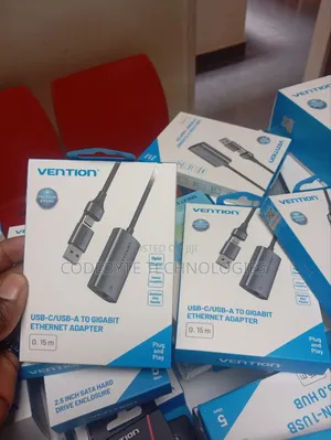 Vention Usb-C + Usb-a to Gigabit Ethernet Adapter 0.15m Gray Aluminium