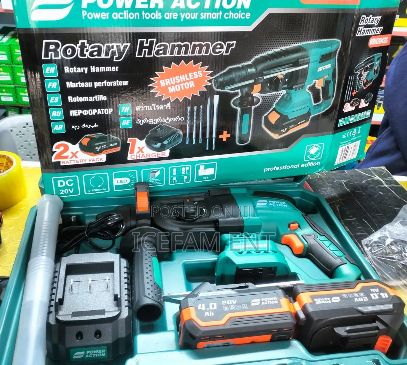 Power Action Cordless Rotary Hammer/20v Rechargeable Rotary Hummer