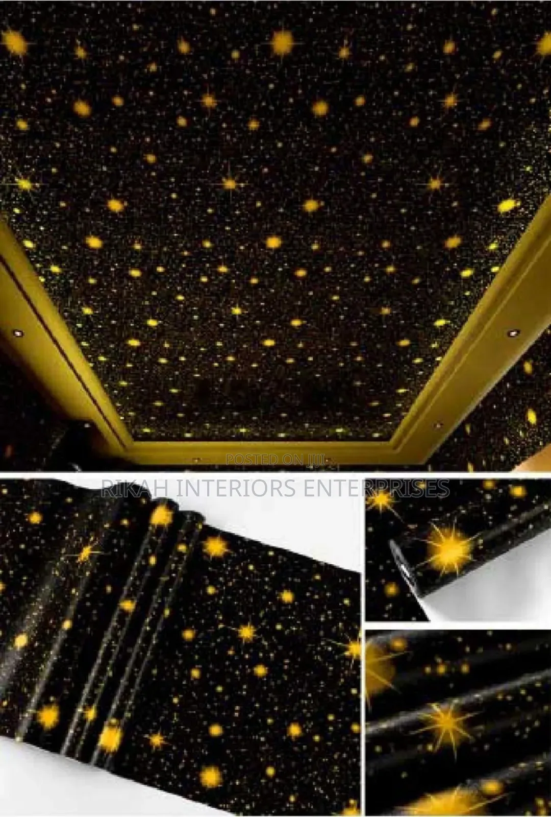Gold and Black Ceiling Wallpaper