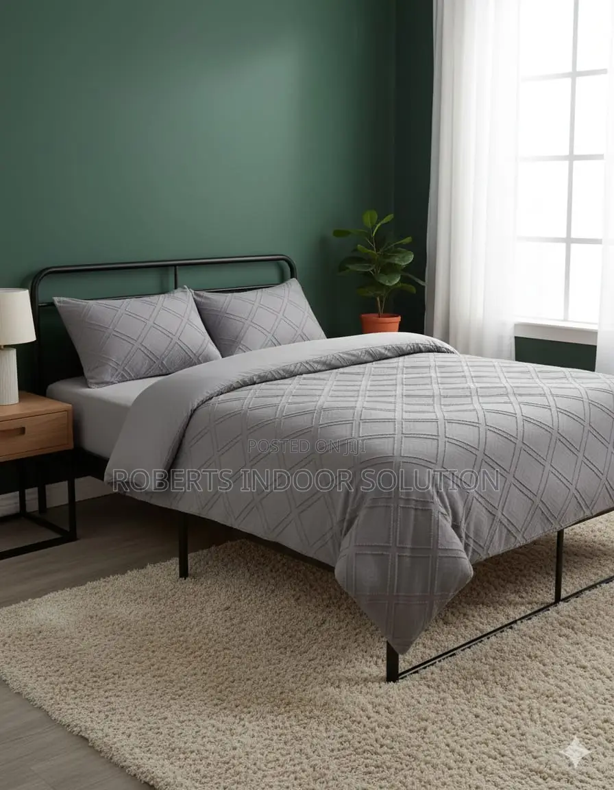 Grey Quality Tufted Wave Duvet Cover Set 6/7 Heavy Cotton