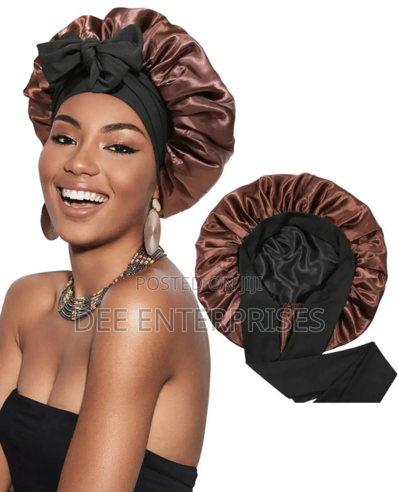 Reversable Satin Hair Bonnet With Elastic Tie Band