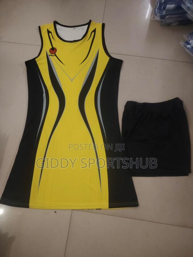 Netball Uniform Yellow Strip Black - main view