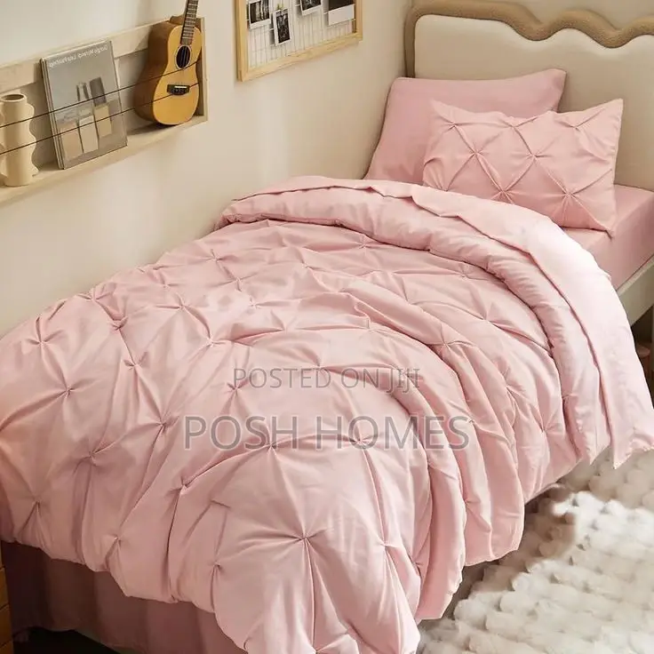 Deluxe Pinch Pleat Pink Cross Duvet Cover Set
