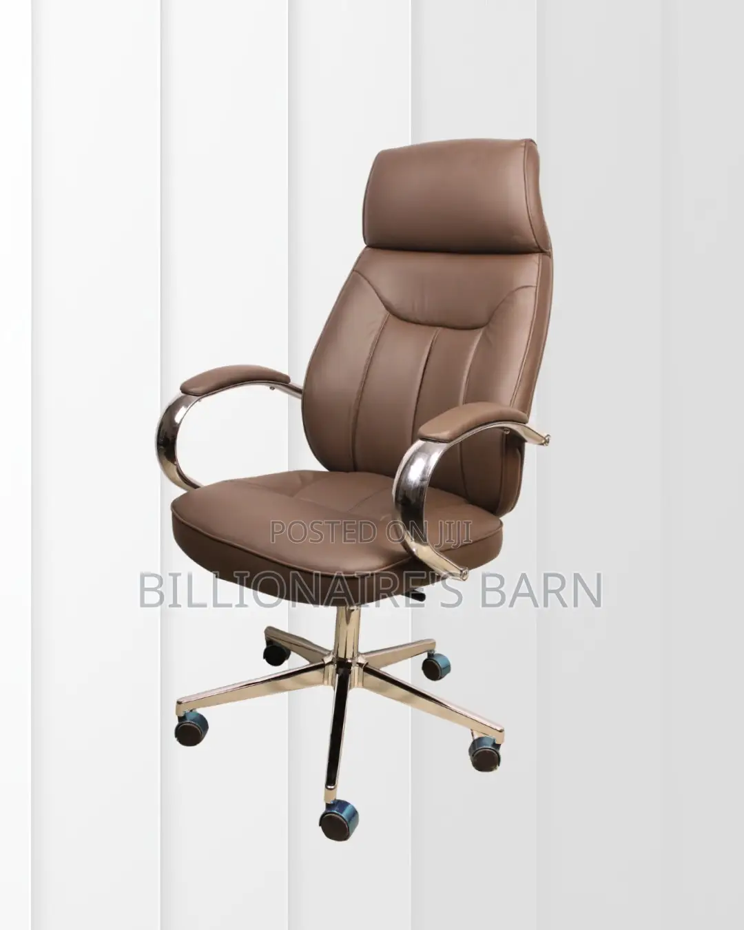Sleek Brown Executive Leather Office Chair | High-Density Foam Seat
