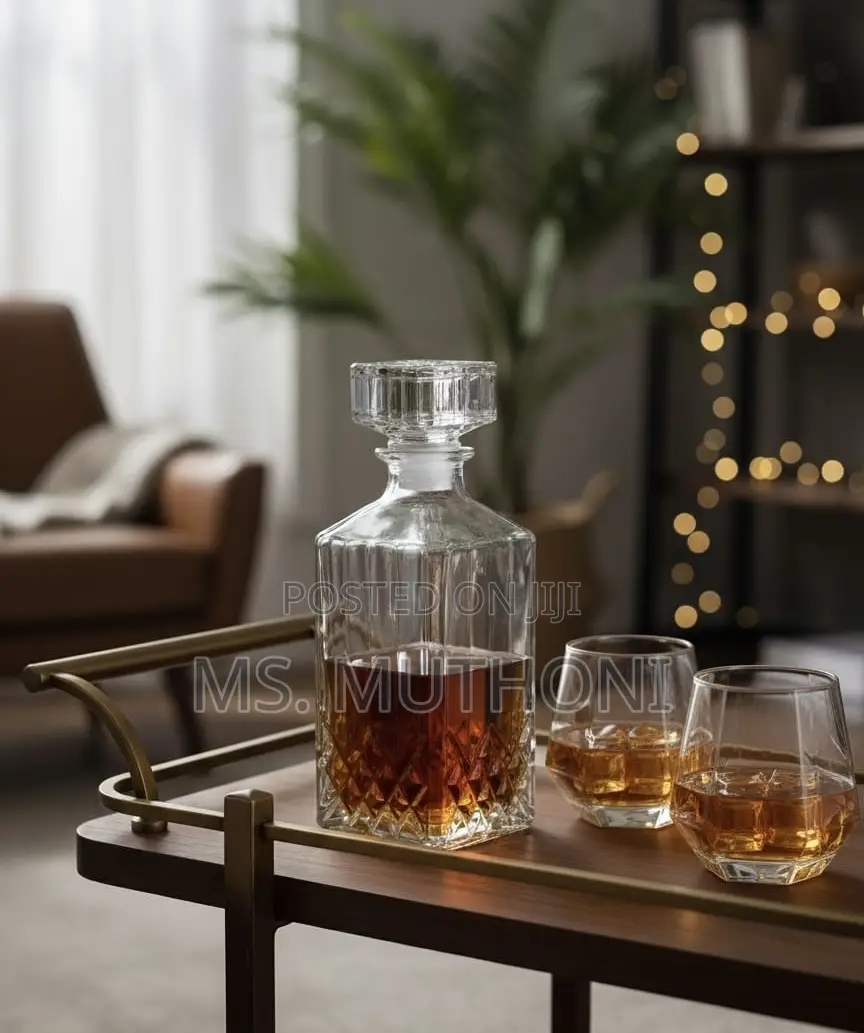 Decanter Square Big+2pc Ice Texture Glasses* (3 Pc)