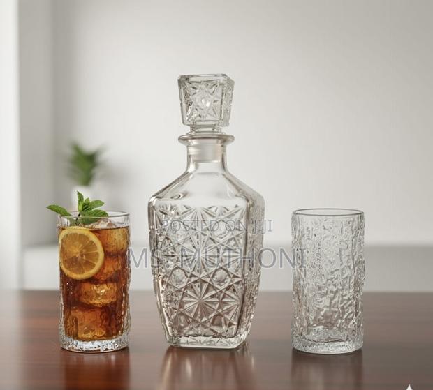 Decanter Square Big+2pc Ice Texture Glasses* (3 Pc) - thumbnail 2