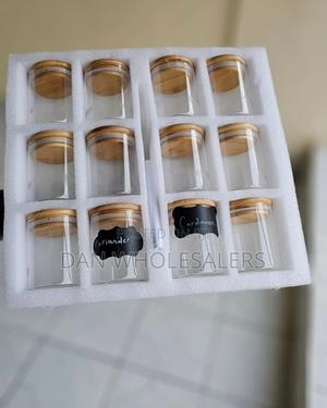 12pcs Round Glass Spice Jar Set 200ml Capacity - thumbnail 2