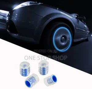 4* Blue Tire Valve Cap Luminous Car Wheel Caps