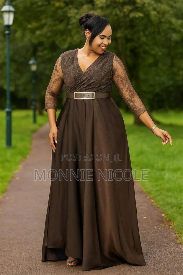 Classy Brown Maxi Dress - main view