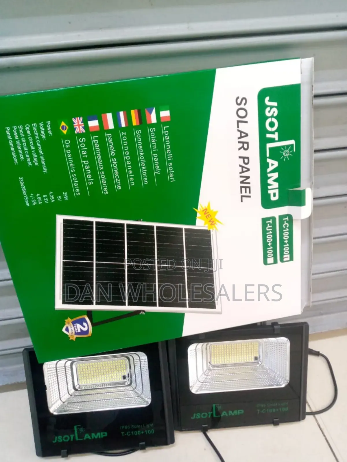 Jsotlamp Solar 25w Panel Paired With 100w Floodlights