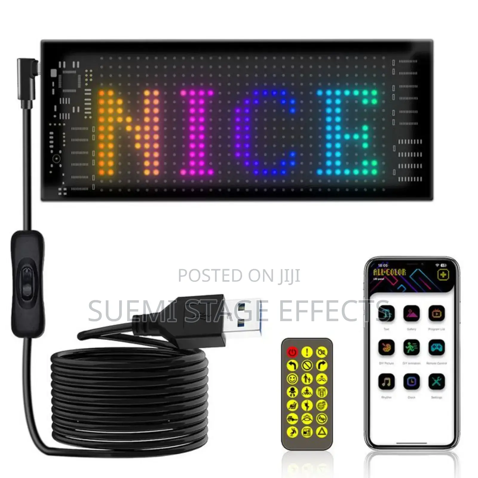 RGB Car Led Matrix Panel 16×64 – Animated Eyes, App Remote