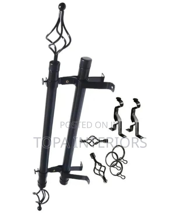 Cheap Black 2m Double Adjustable Window Curtain Rods