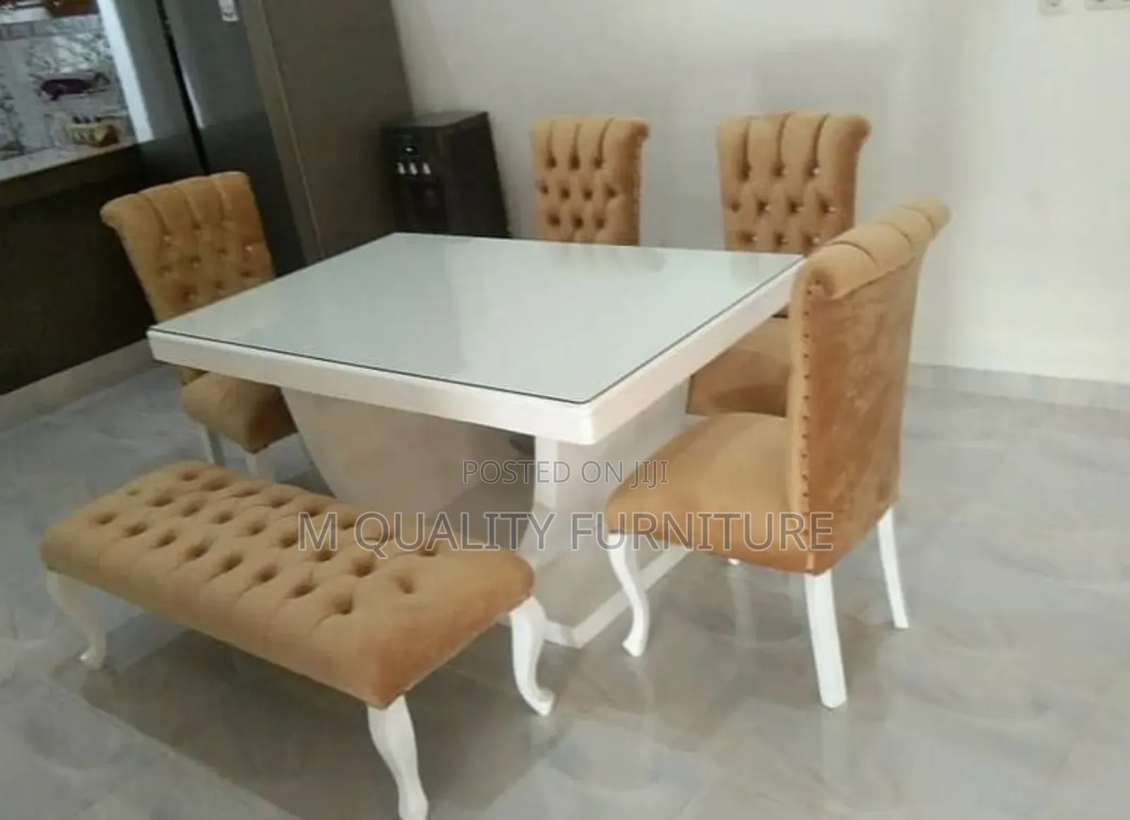 6- Seater Dinning Sets-White Mable Top Table
