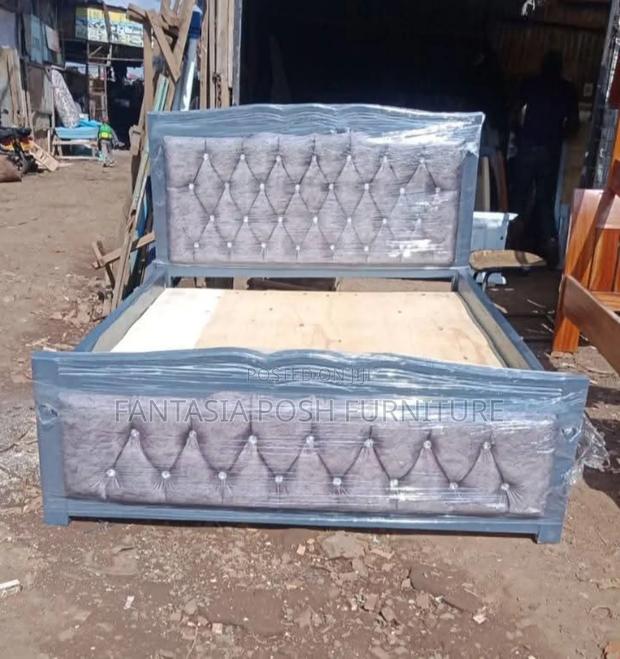 5x6 Grey Button-Tufted Bed - Pay on Delivery
