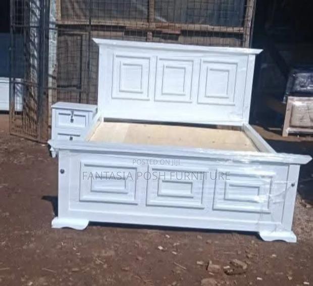 5x6 White Panel Bed With Side Drawers - main view